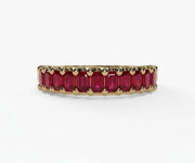 Minimalist baguette red ruby ring for women featuring vibrant gemstone in a refined and timeless setting